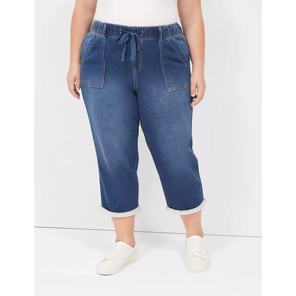 Lane Bryant Pull-On Fit Knit Boyfriend Mid-Rise Capri Jeans Sweatpants 18 2X - Picture 1 of 10